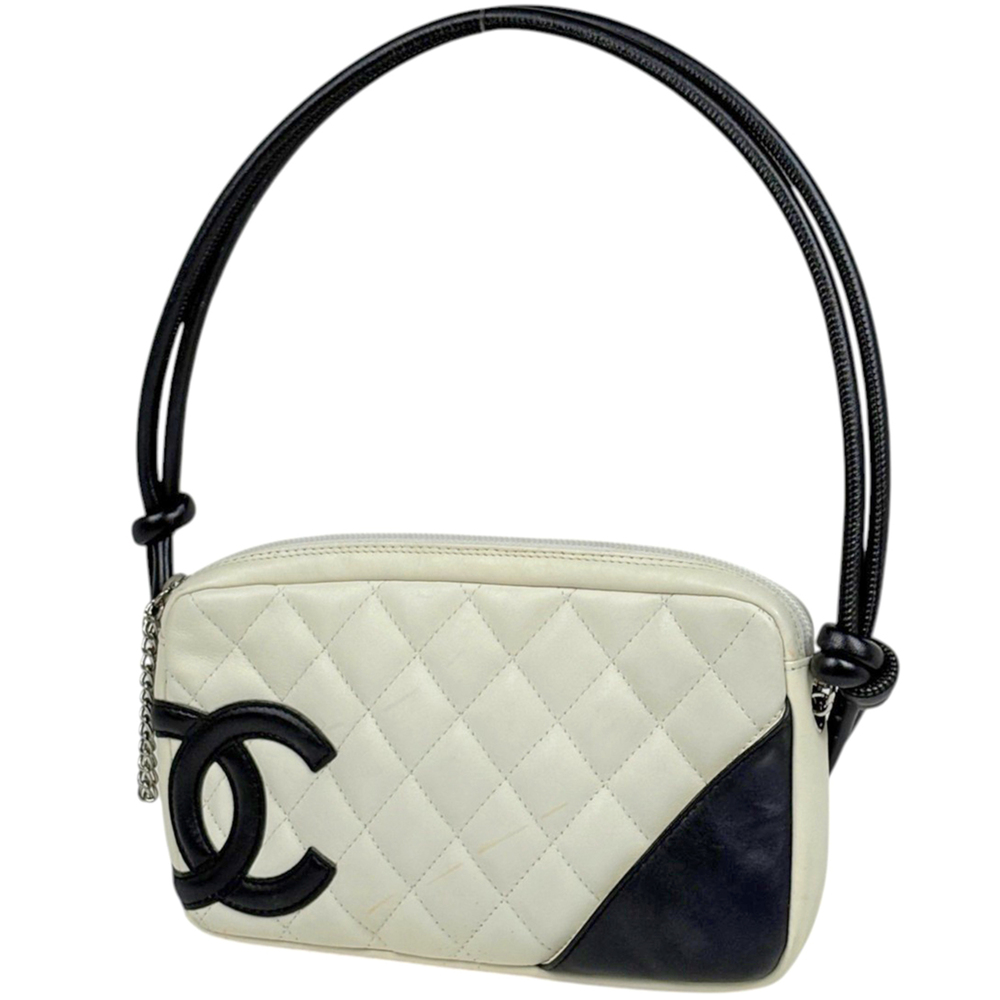 Chanel CHANEL Shoulder Bag Cambon Line Coco Mark Leather White A25175 Women's